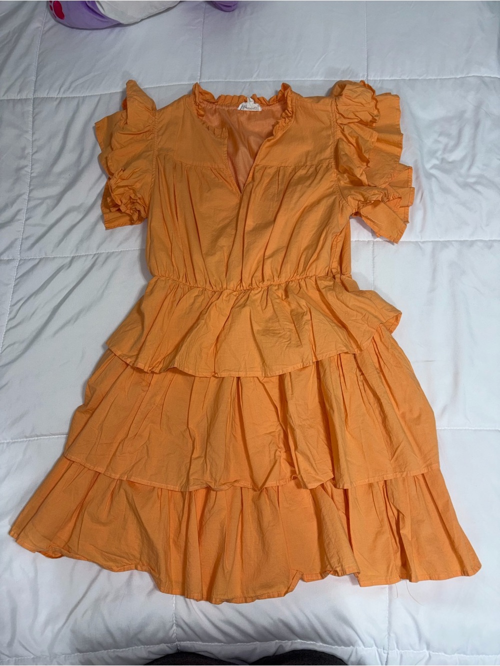 Ruffled Tiered Sundress in Bright Orange